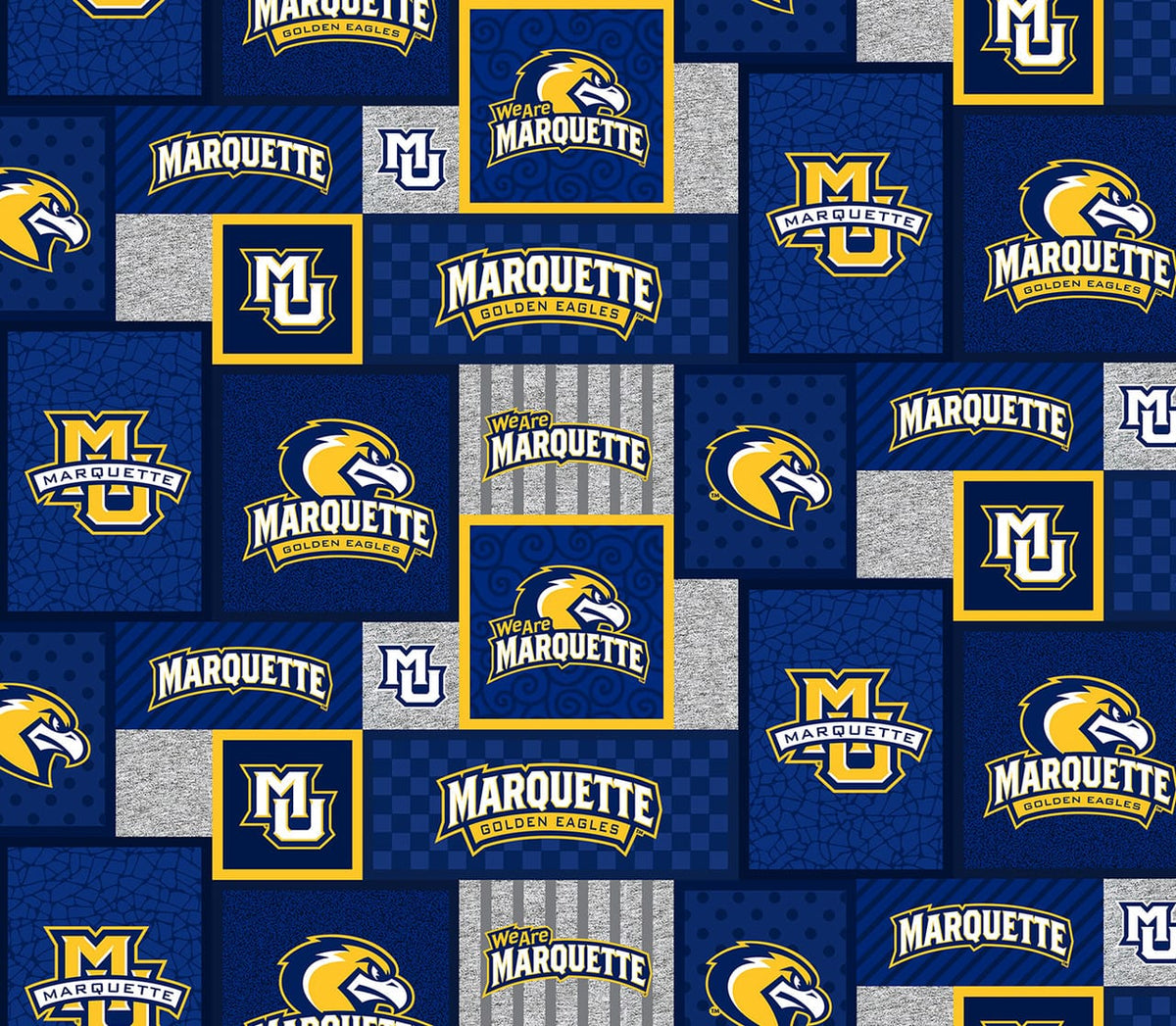 Marquette Golden Eagles NCAA College Patch Sykel Enterprises Polyester FLEECE Fabric MARQ-1177 | US Fabric Shop
