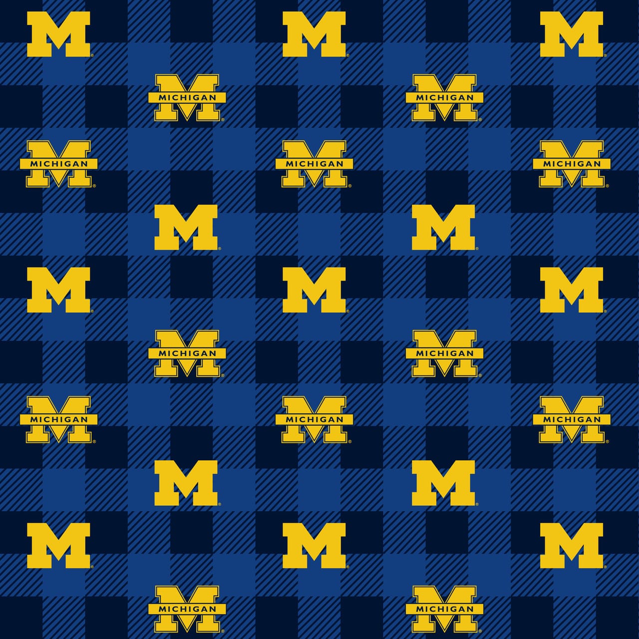 Michigan Wolverines NCAA College Buffalo Plaid Sykel Enterprises Polyester FLEECE Fabric MCHG-1190 | US Fabric Shop