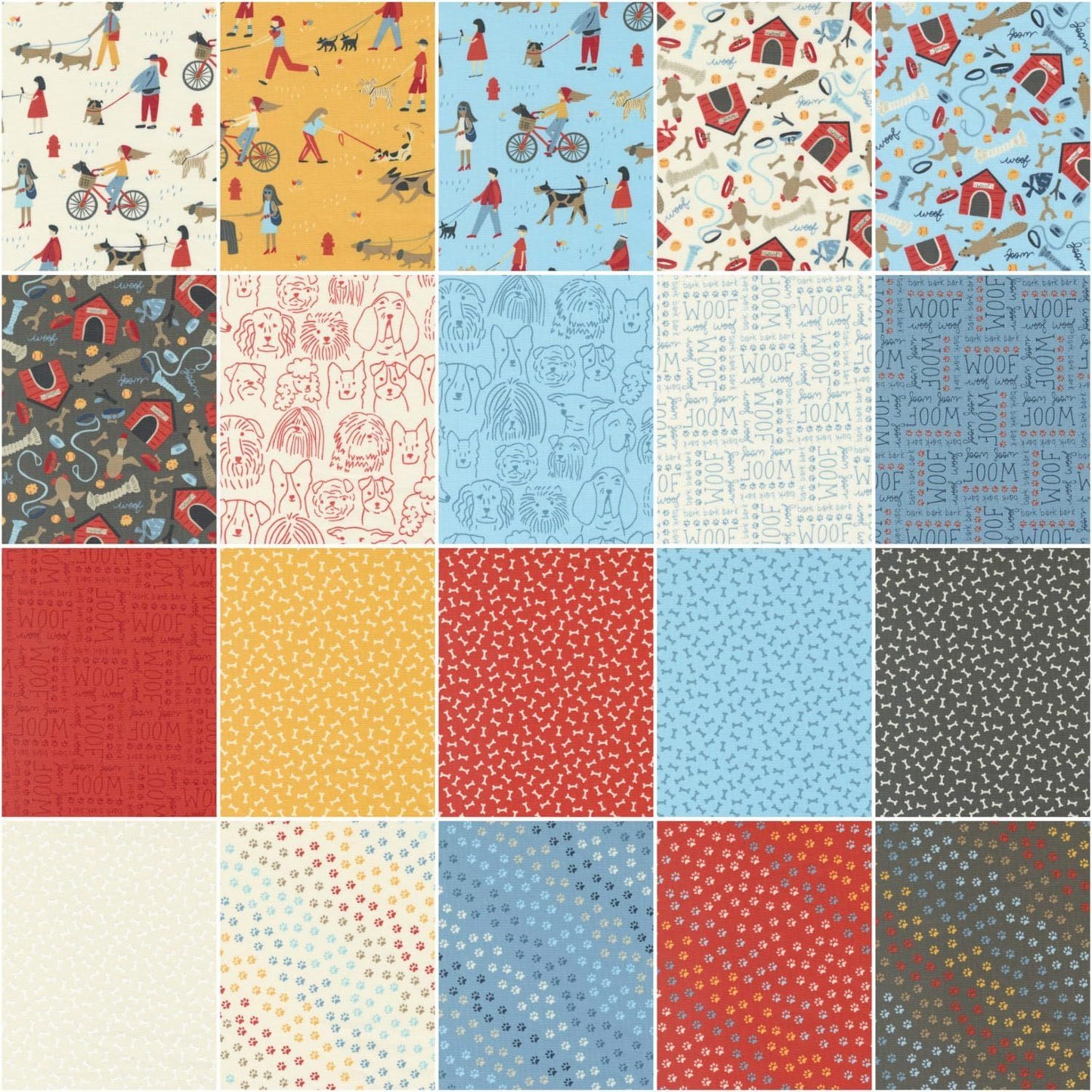 Dog Daze 2.5" Jelly Roll Stacy Lest Hsu Moda Cotton Fabric MD-20840JR