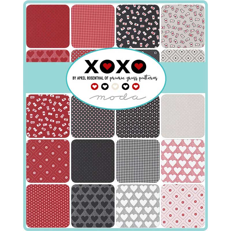XOXO Hearts Love Valentine's Day 10" Square Layer Cake April Rosenthal Moda Cotton Fabric MD-24140LC
