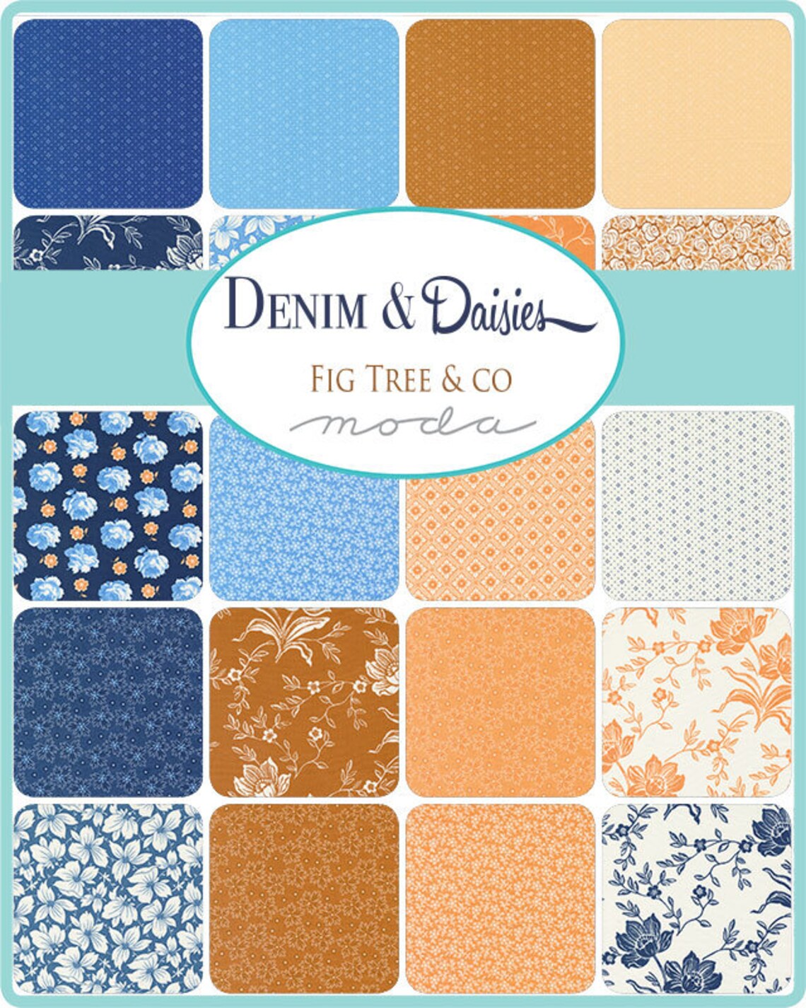 Denim & Daisies 10" Squares Layer Cake Fig Tree Co. Moda Cotton Fabric MD-35380LC