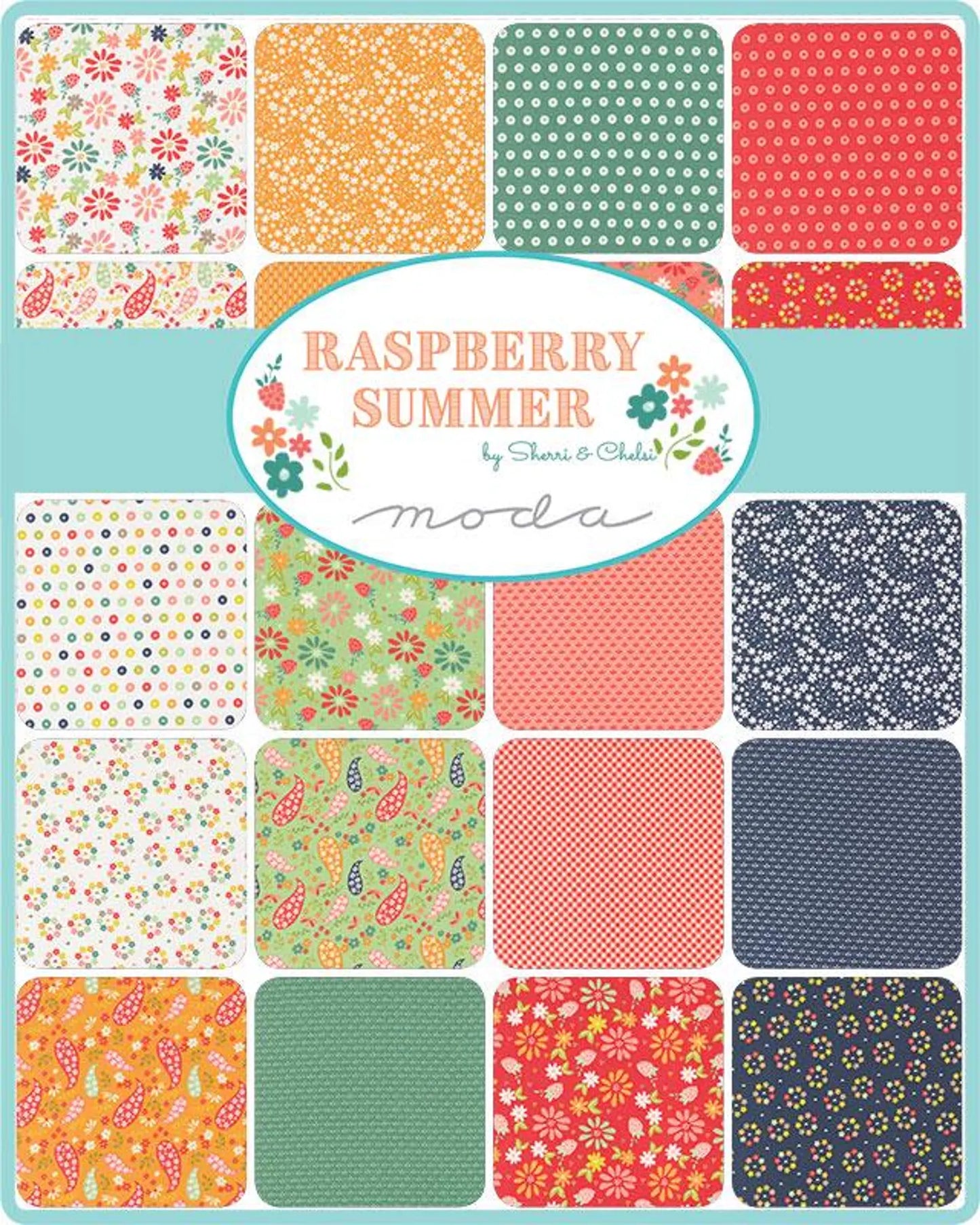 Raspberry Summer 5" Squares Charm Pack 42pcs Sherri & Chelsi Moda Cotton Fabric MD-37690PP