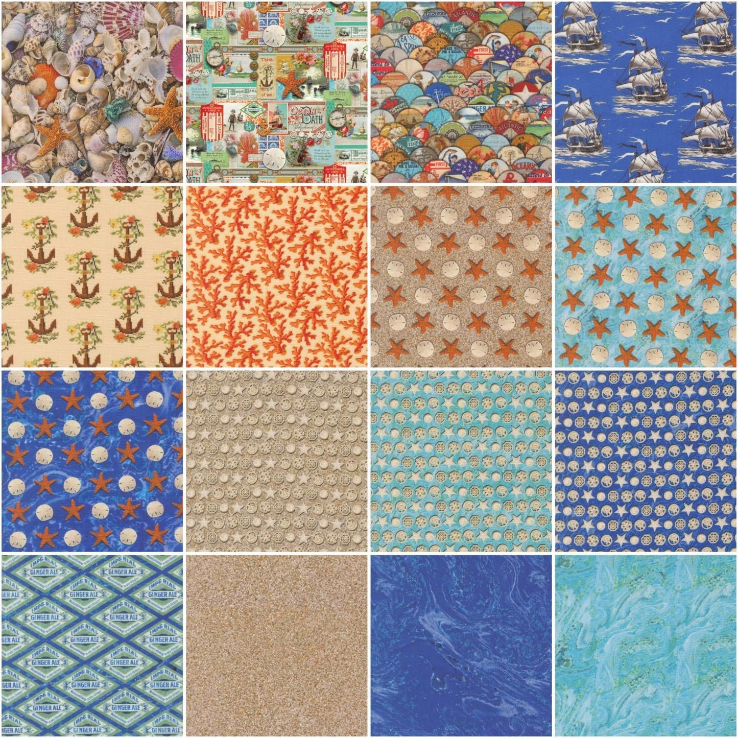 Saltwater 5" Squares Charm Pack 42pcs Kathe Holden Moda Cotton Fabric MD-39570PP