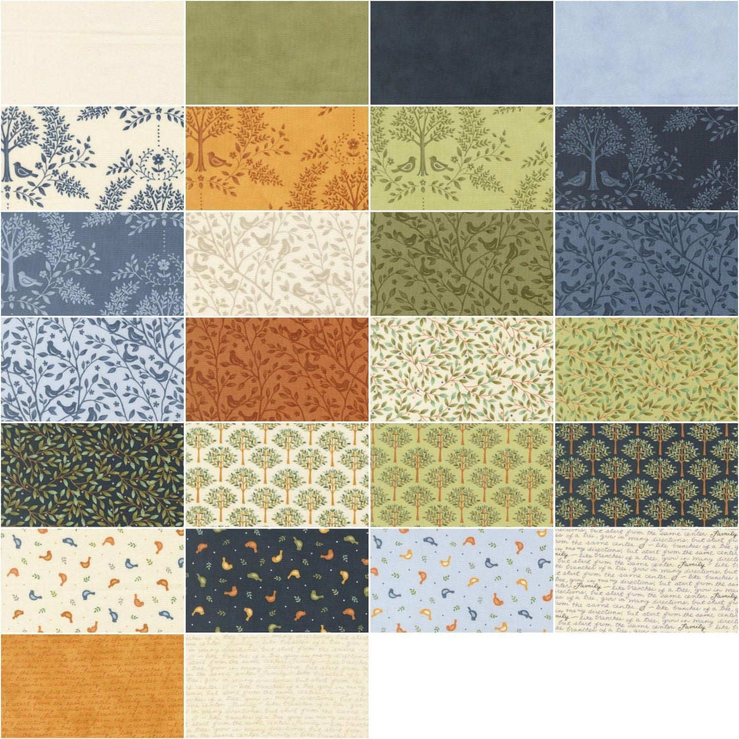 Family Tree 2.5" Jelly Roll 40pcs Deb Strain Moda Cotton Fabric MD-56160JR