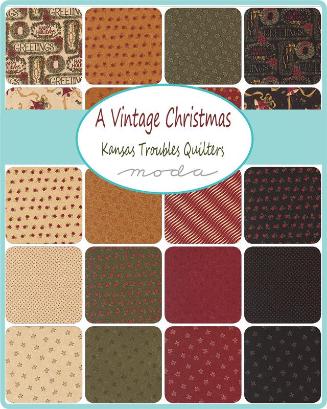 A Vintage Christmas 5" Squares Charm Pack 42pcs Kansas Troubles Quilters Moda Cotton Fabric