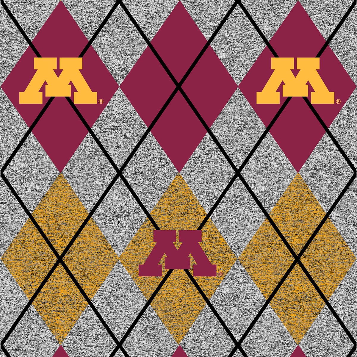 Minnesota Gophers NCAA College Heather Argyle Sykel Enterprises Polyester FLEECE Fabric MIN-1148 | US Fabric Shop