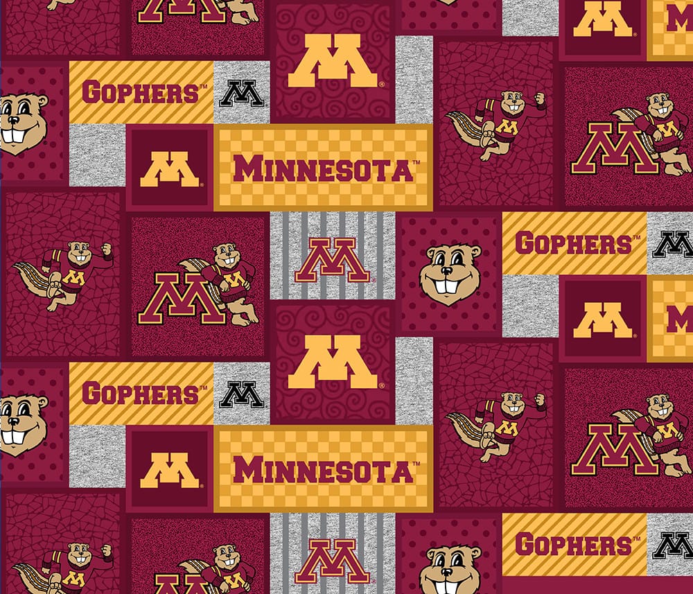 Minnesota Gophers NCAA College Patch Sykel Enterprises Polyester FLEECE Fabric MIN-1177 | US Fabric Shop