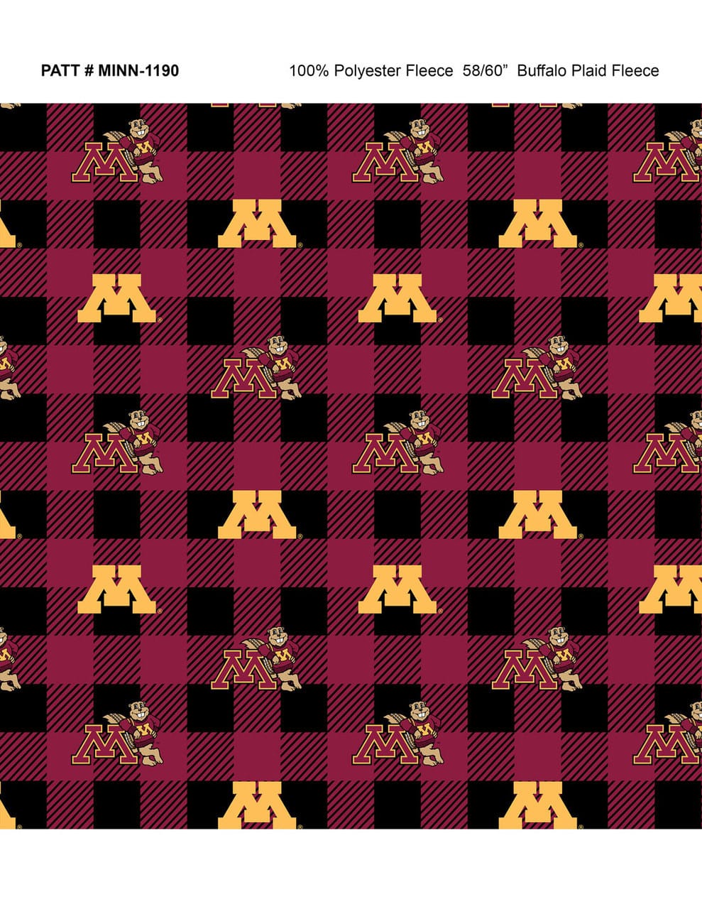 Minnesota Gophers NCAA College Buffalo Plaid Sykel Enterprises Polyester FLEECE Fabric MIN-1190 | US Fabric Shop