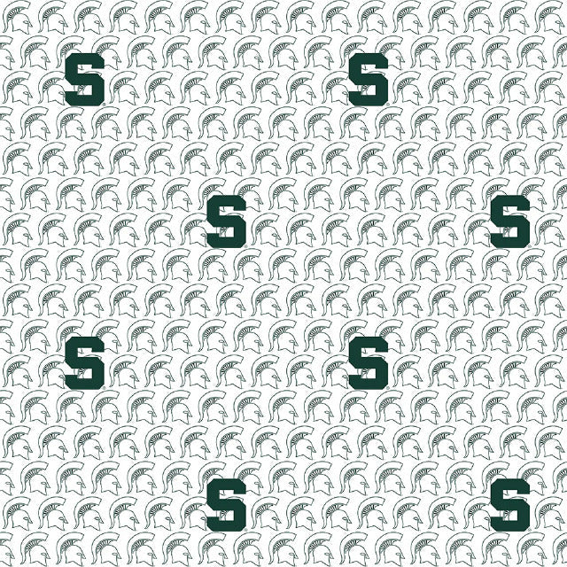 Michigan State Spartans NCAA College White Block Letter Sykel Cotton Fabric MIST-1328