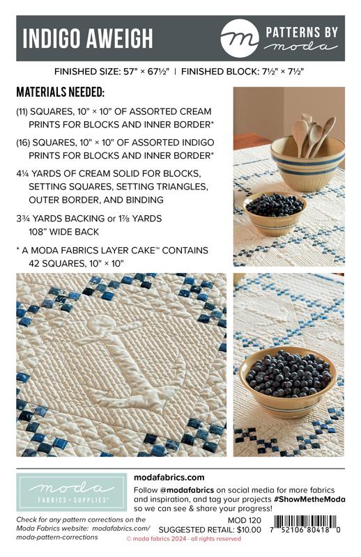 Indigo Aweigh Quilt Pattern Lisa Bongean Moda Patterns MD-MOD-120