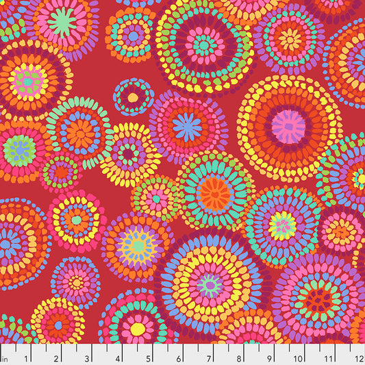Mosaic Circles Red Stash Kaffe Fassett Collective Free Spirit Cotton Fabric FS-PWGP176.RED