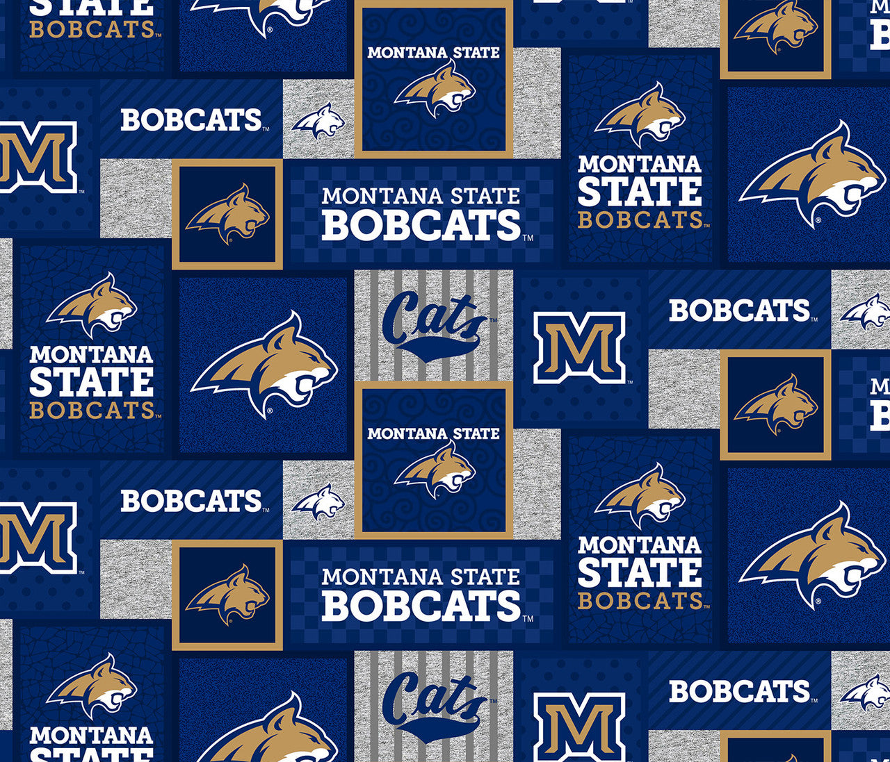 Montana State Bobcats NCAA College Patch Sykel Enterprises Polyester FLEECE Fabric MTS-1177