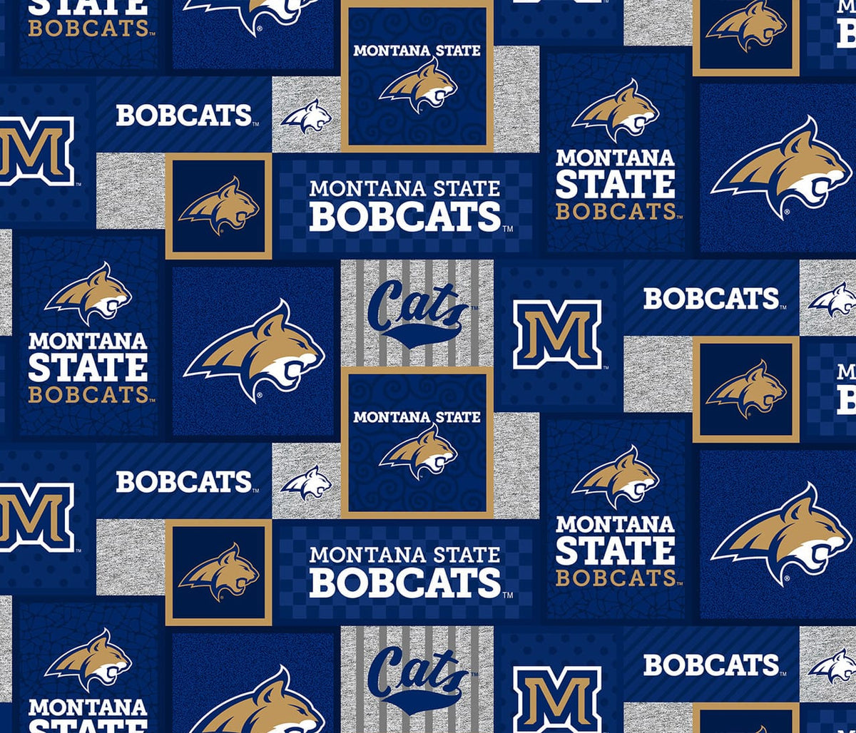 Montana State Bobcats NCAA College Patch Sykel Enterprises Polyester FLEECE Fabric MTS-1177 | US Fabric Shop