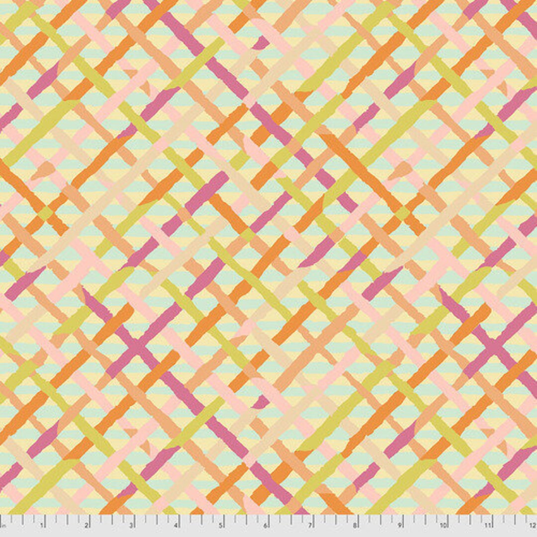 Mad Plaid Pastel Yellow Brandon Mably Classics Kaffe Fassett Free Spirit Cotton Fabric FS-PWBM037.PASTE