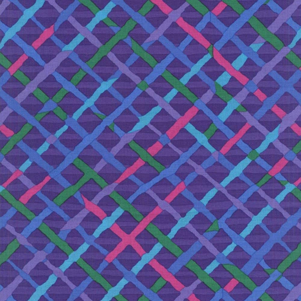 Mad Plaid Plum Brandon Mably Classics Kaffe Fassett Collective Free Spirit Cotton Fabric FS PWBM037.PLUM