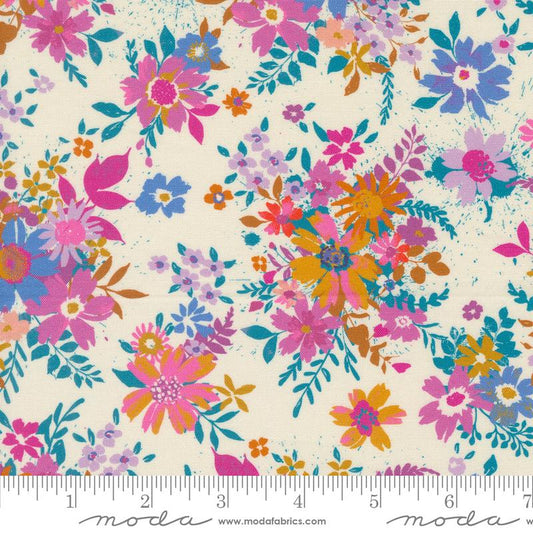Maeve Violet Floral Daisies Pearl Multi Moda Cotton Fabric