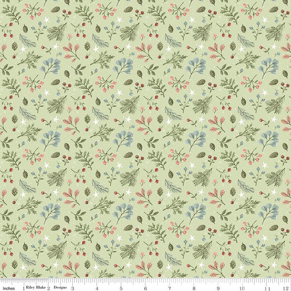 Magical Winterland Foliage Green Lisa Audit Riley Blake Cotton Fabric RB-C14943-Green