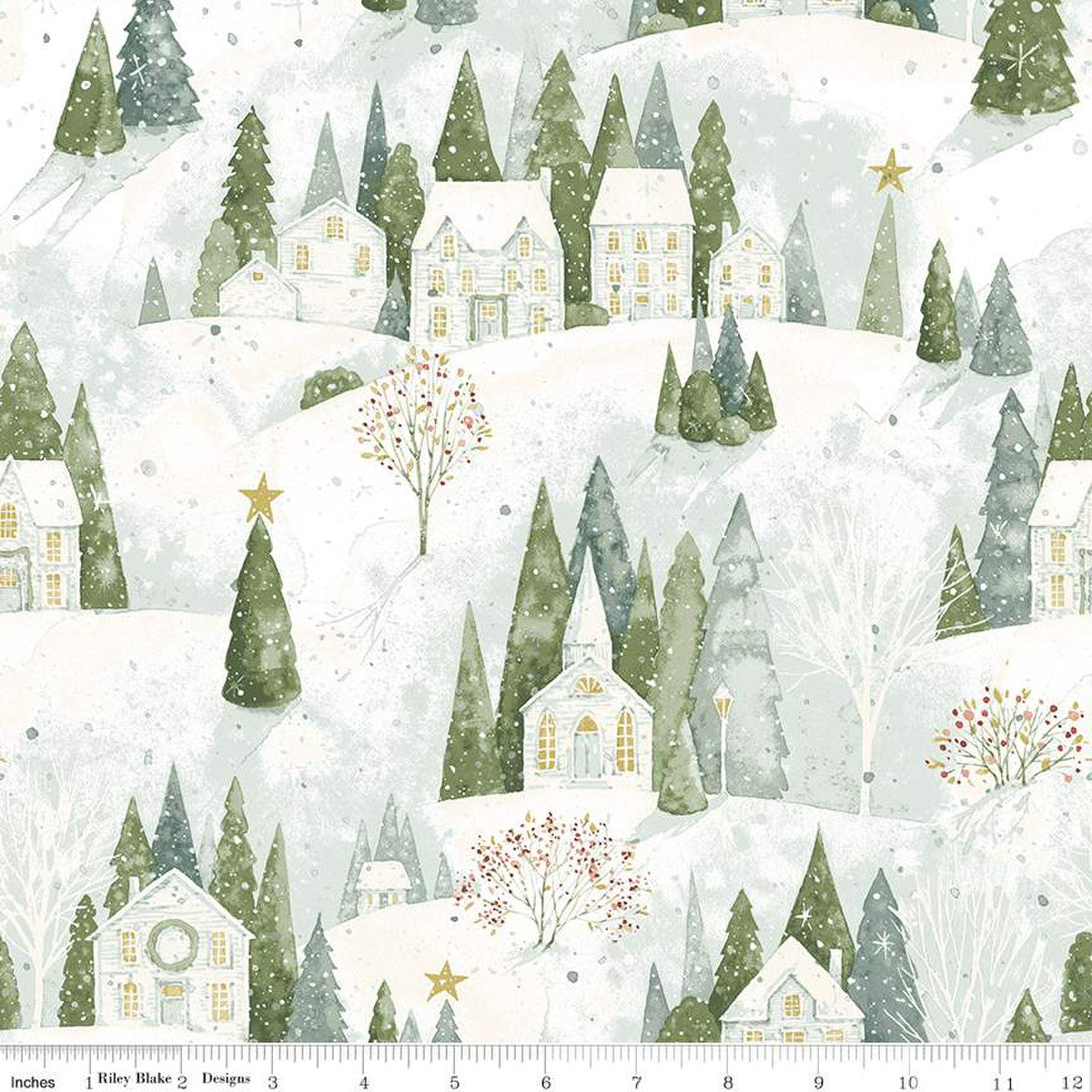 Magical Winterland Home Sweet Home Snow White Lisa Audit Riley Blake Cotton Fabric RB-C14940-Snow