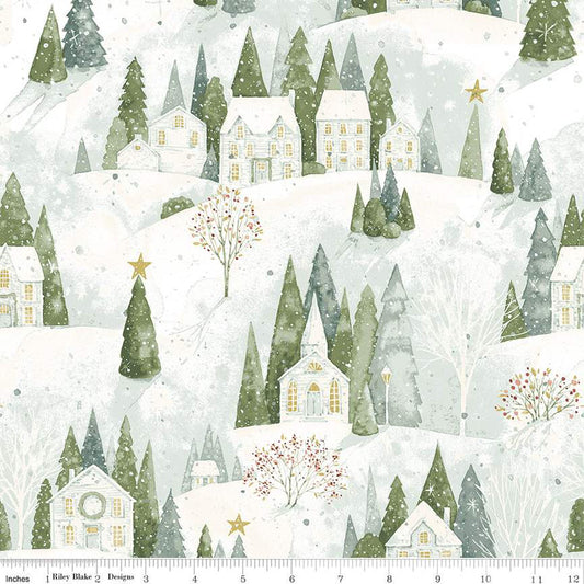 Magical Winterland Home Sweet Home Snow White Lisa Audit Riley Blake Cotton Fabric RB-C14940-Snow