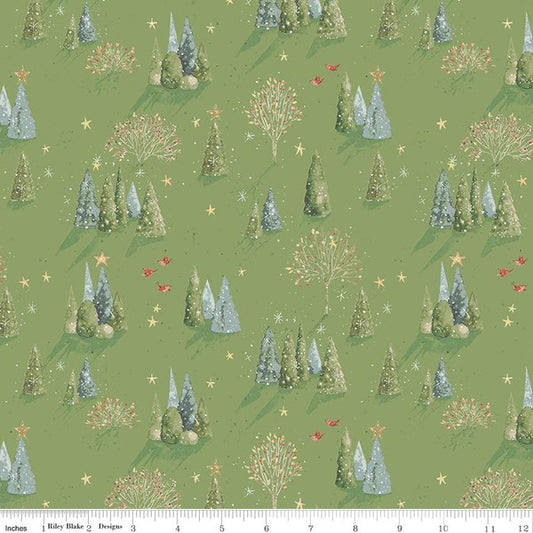 Magical Winterland Trees Clover Green Lisa Audit Riley Blake Cotton Fabric RB-C14941-Clover