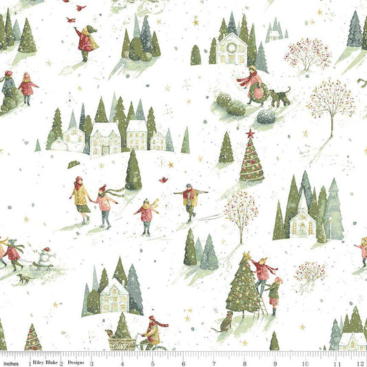 Magical Winterland Winter Scene Snow White Lisa Audit Riley Blake Cotton Fabric RB-C14942-Snow