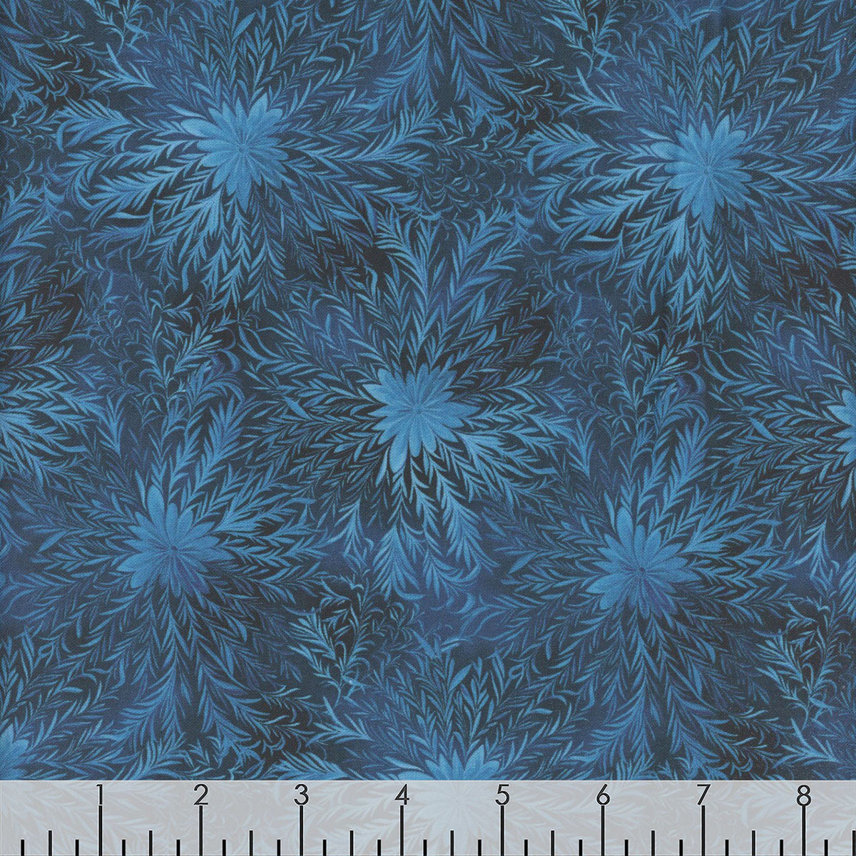 Magical Winter Woodlands Frosty Snowflakes Swirls Indigo Jan Mott Henry Glass Cotton Fabric HG-3696-79