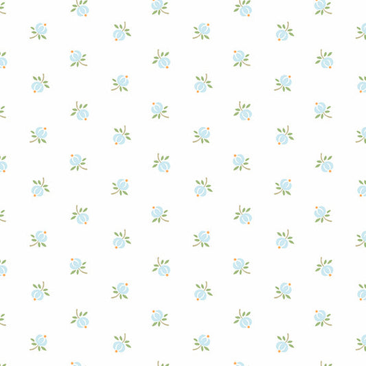 Magnolia Bud Light Blue Edyta Sitar of Laundry Basket Quilts Andover Fabrics Cotton Fabric AF-A-857-LB