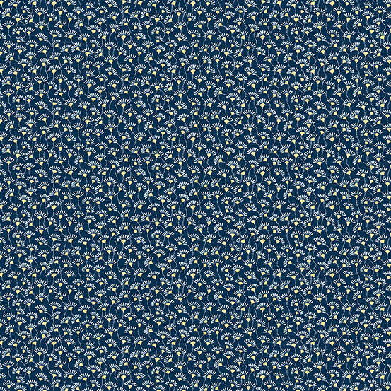 Magnolia Fan Flower Blue Edyta Sitar of Laundry Basket Quilts Andover Fabrics Cotton Fabric AF-A-858-B