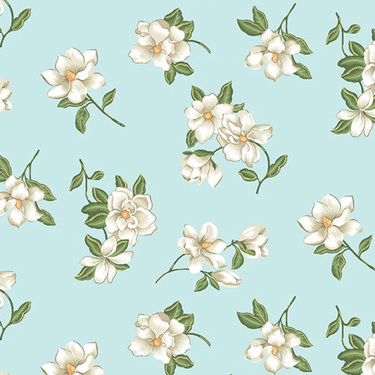 Magnolia Small Magnolia Light Blue Edyta Sitar Laundry Basket Quilt Andover Fabrics Cotton Fabric AF-A-855-LB