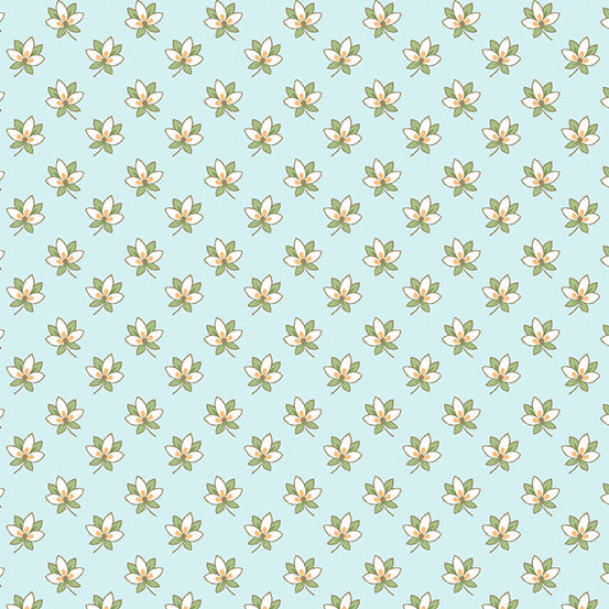 Magnolia Sprig Light Blue Edyta Sitar of Laundry Basket Quilts Andover Fabrics Cotton Fabric AF-A-856-LB