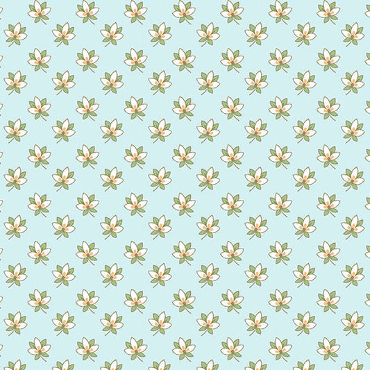 Magnolia Sprig Light Blue Edyta Sitar of Laundry Basket Quilts Andover Fabrics Cotton Fabric AF-A-856-LB