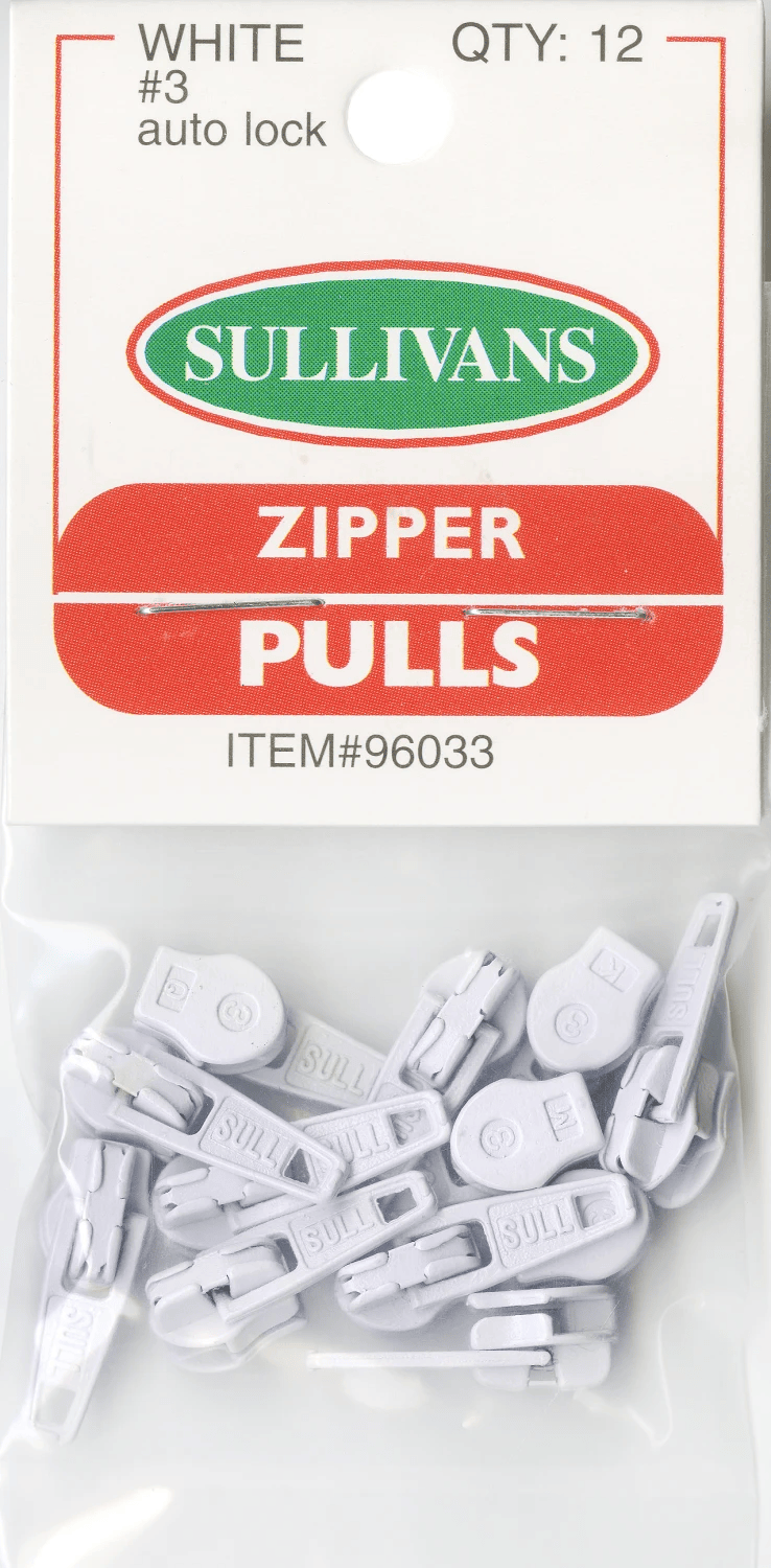 Make-A-Zipper Pulls Enamel 12ct White Sullivans Sullivans-96003 | US Fabric Shop