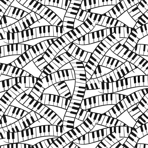 Making Music Piano Keys White Andi Metz Benartex Cotton Fabric BE-14768-09