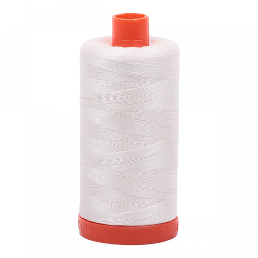 Chalk White Mako Cotton Embroidery Thread Solid 50wt 1422yds Aurifil AF-A1050-2026