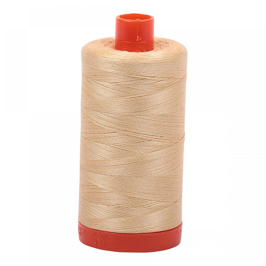 Mako Cotton Embroidery Thread Solid Light Caramel Beige 50wt 1422yds Aurifil spool AF-A1050-6001