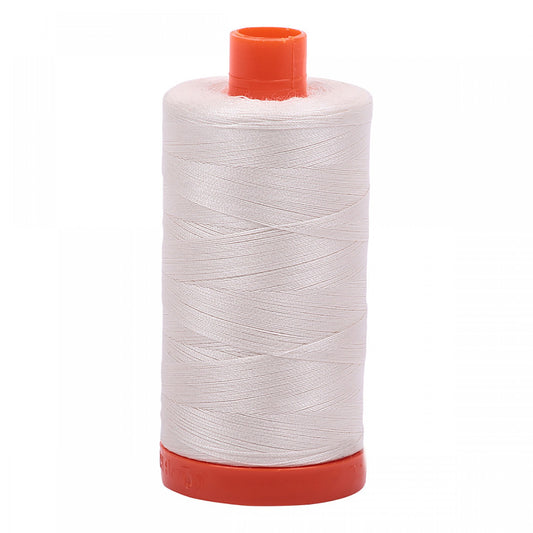 Mako Cotton Embroidery Thread Solid Musl White 50wt 1422yds spool Aurifil AF-A1050-2311