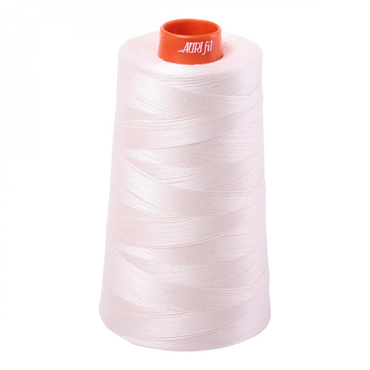 Oyster White Mako Cotton Embroidery Thread Solid 50wt 6452yds Cone Aurifil AF-MK-50CO-2405