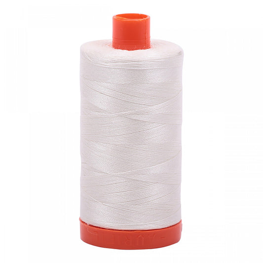 Sea Biscuit White Mako Cotton Embroidery Thread Solid 50wt 1422yds Aurifil spool AF-A1050-6722