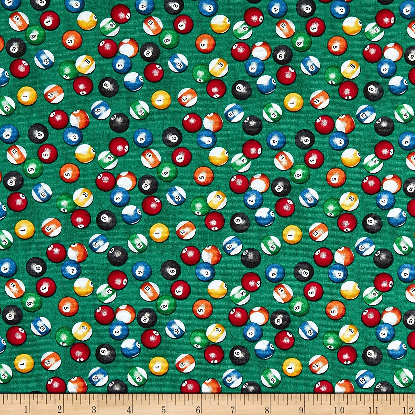 Man Cave Billiard Balls Green Windham Fabrics Cotton Fabric WF-52412-3