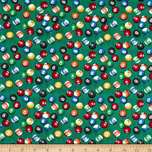 Man Cave Billiard Balls Green Windham Fabrics Cotton Fabric WF-52412-3