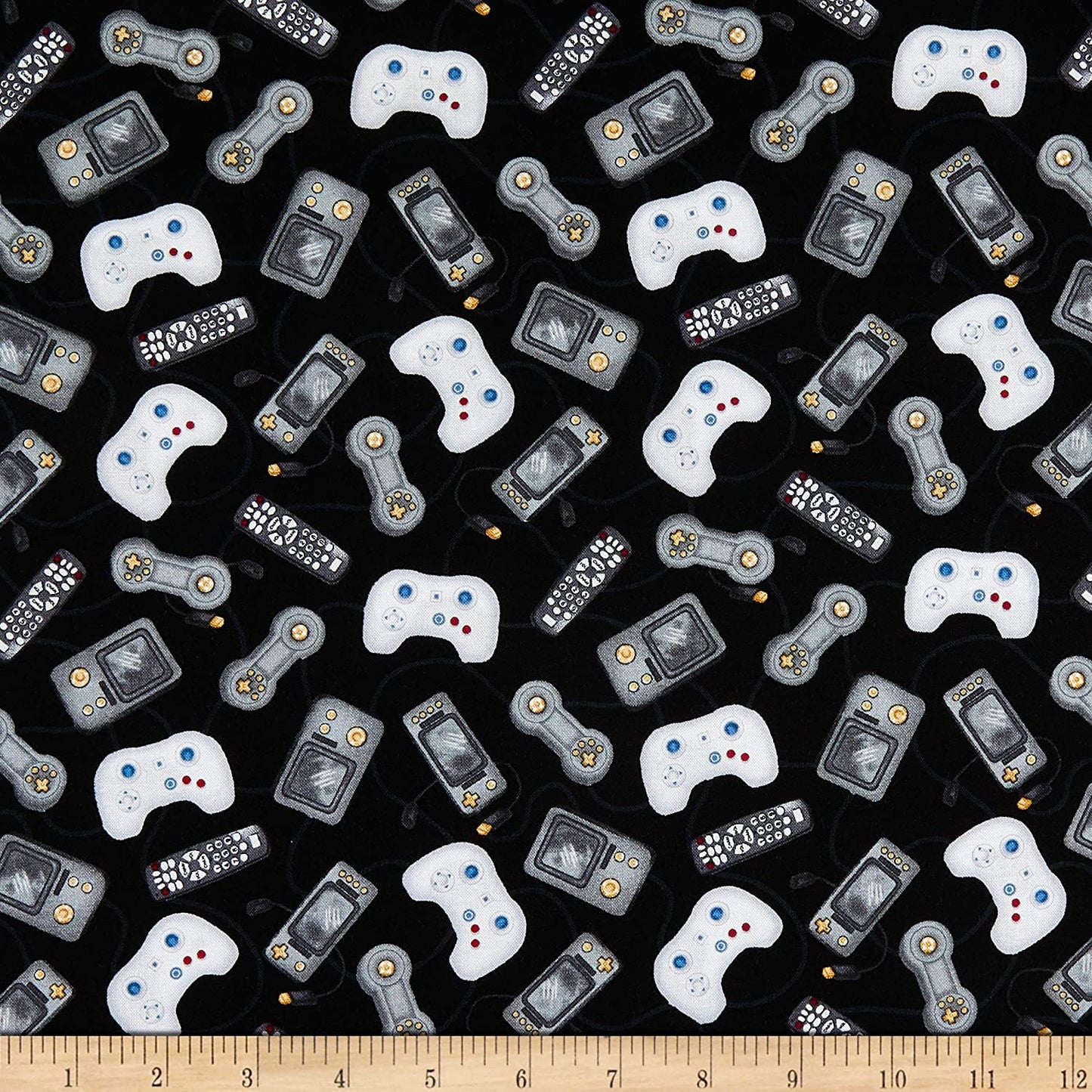 Man Cave Game Controllers Black Windham Fabrics Cotton Fabric WF-52415-2