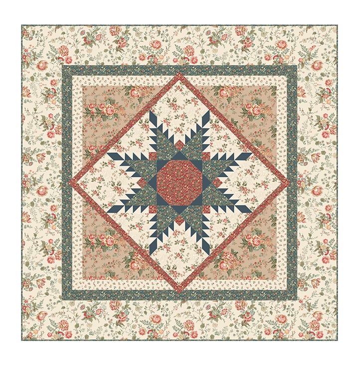 Manoir - Antiques Roadshow™ Feathers Of Time Quilt Top Deborah Edwards Northcott Fabrics NC-DQ3627 | US Fabric Shop