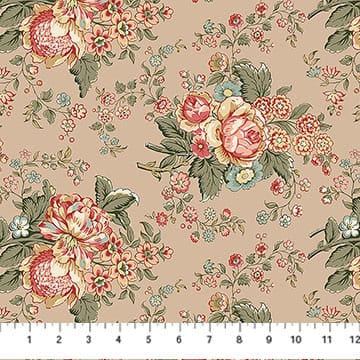 Manoir - Antiques Roadshow™ Floral Bouquet Tan Multi Deborah Edwards Northcott Fabrics Cotton Fabric NC-28967-13 | US Fabric Shop