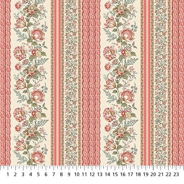 Manoir - Antiques Roadshow™ Floral Stripe Cream Multi Deborah Edwards Northcott Fabrics Cotton Fabric NC-28966-11 | US Fabric Shop