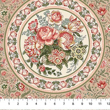Manoir - Antiques Roadshow™ Medallion Tan Multi Deborah Edwards Northcott Fabrics Cotton Fabric NC-DP28968-13 | US Fabric Shop