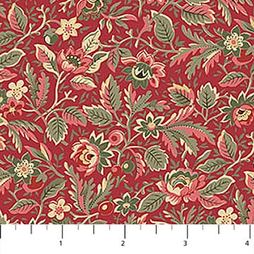 Manoir - Antiques Roadshow™ Packed Floral Red Multi Deborah Edwards Northcott Fabrics Cotton Fabric NC-28971-24 | US Fabric Shop
