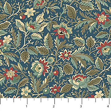 Manoir - Antiques Roadshow™ Packed Floral Teal Multi Deborah Edwards Northcott Fabrics Cotton Fabric NC-28971-68 | US Fabric Shop