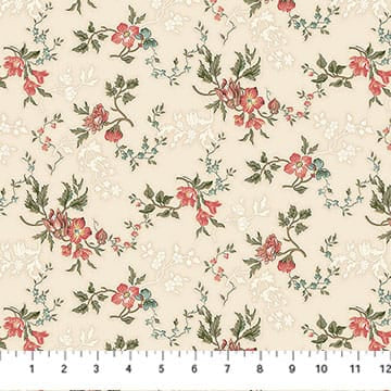 Manoir - Antiques Roadshow™ Small Floral Trail Cream Multi Deborah Edwards Northcott Fabrics Cotton Fabric NC-28969-11 | US Fabric Shop