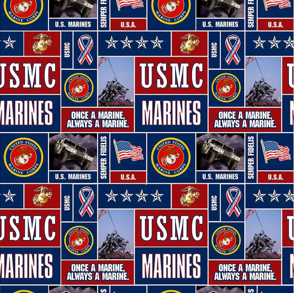 Marines Military Geometric FLEECE Sykel Enterprises Polyester FLEECE Fabric SYK-012-M