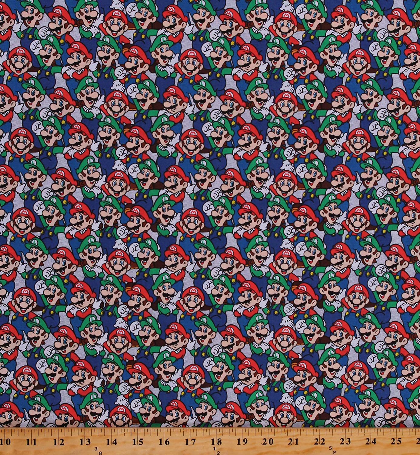 Super Mario Bros Mario and Luigi Packed Video Game Grey Springs Creative Cotton Fabric